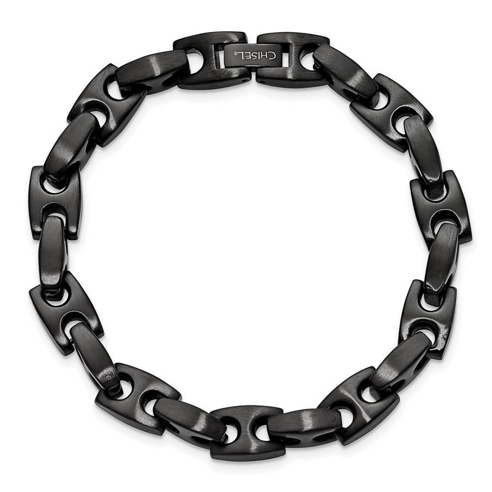 Alternate view of the Mens 8mm Black Plated Stainless Steel Anchor Chain Bracelet, 9 Inch by The Black Bow Jewelry Co.
