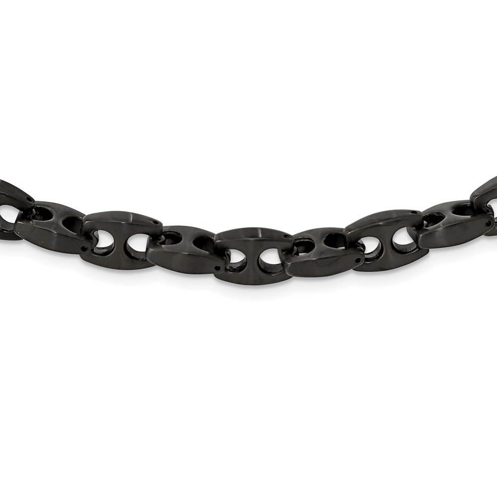 Alternate view of the Mens 8mm Black Plated Stainless Steel Anchor Chain Necklace, 24 Inch by The Black Bow Jewelry Co.