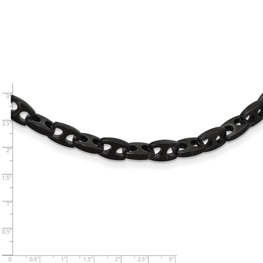 Alternate view of the Mens 8mm Black Plated Stainless Steel Anchor Chain Necklace, 24 Inch by The Black Bow Jewelry Co.