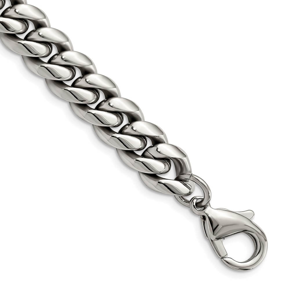 Men's 10mm Stainless Steel Polished Curb Chain Bracelet, 8.5 Inch, Item C10810-09 by The Black Bow Jewelry Co.