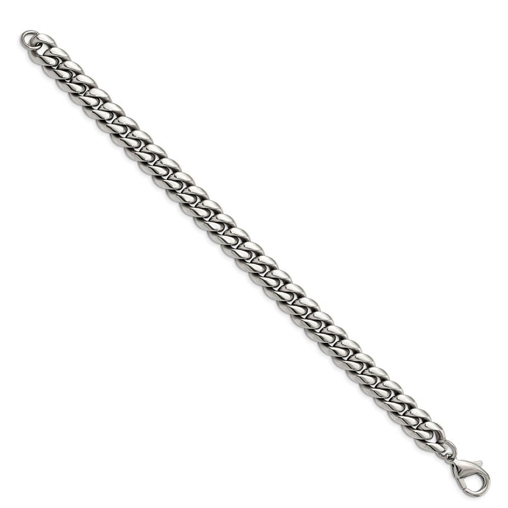 Alternate view of the Men's 10mm Stainless Steel Polished Curb Chain Bracelet, 8.5 Inch by The Black Bow Jewelry Co.