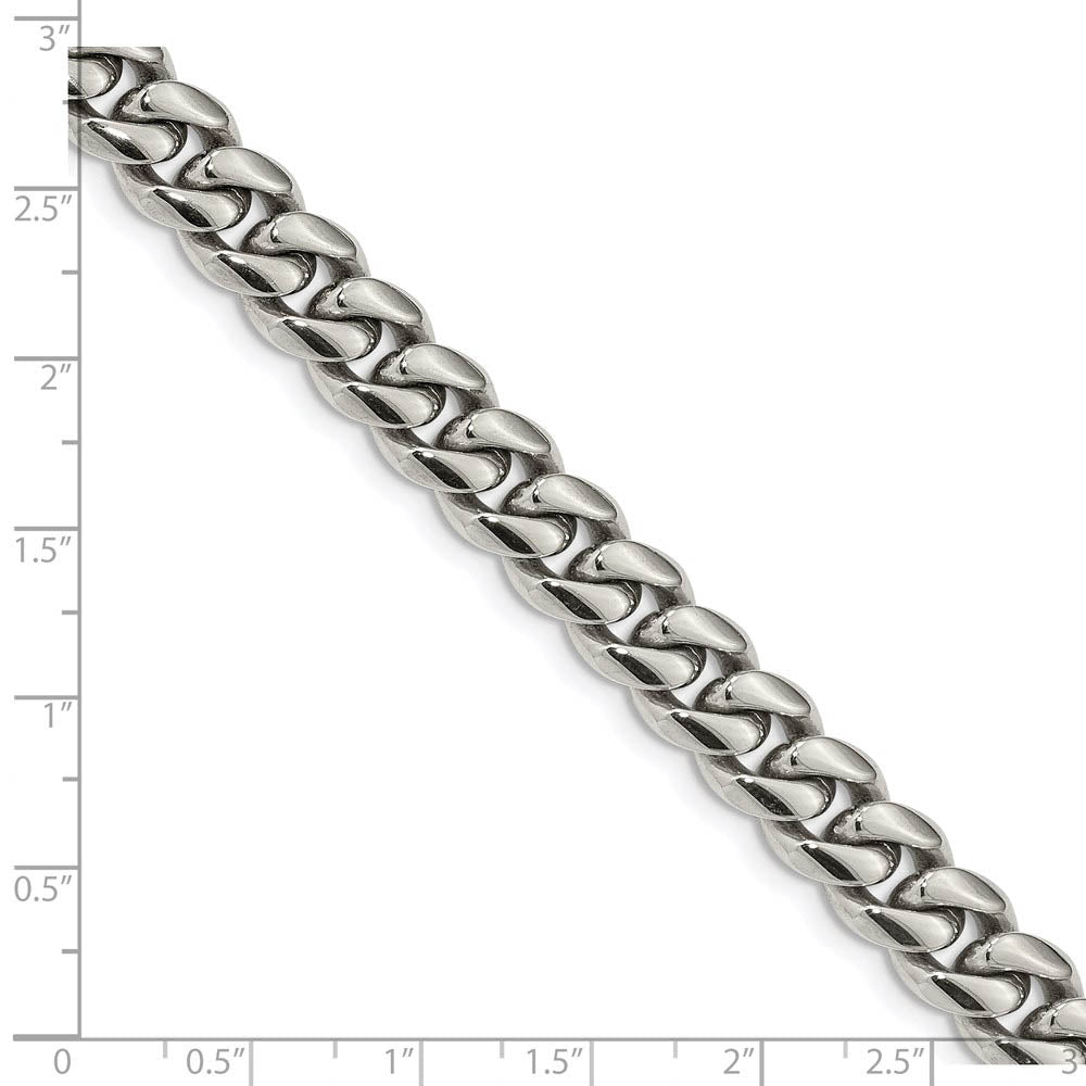 Alternate view of the Men's 10mm Stainless Steel Polished Curb Chain Bracelet, 8.5 Inch by The Black Bow Jewelry Co.