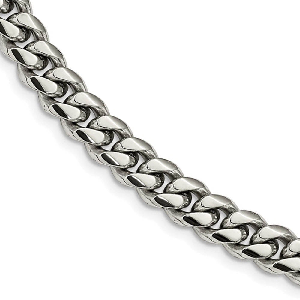 Men's 10mm Stainless Steel Polished Curb Chain Necklace, 24 Inch, Item C10810-24 by The Black Bow Jewelry Co.