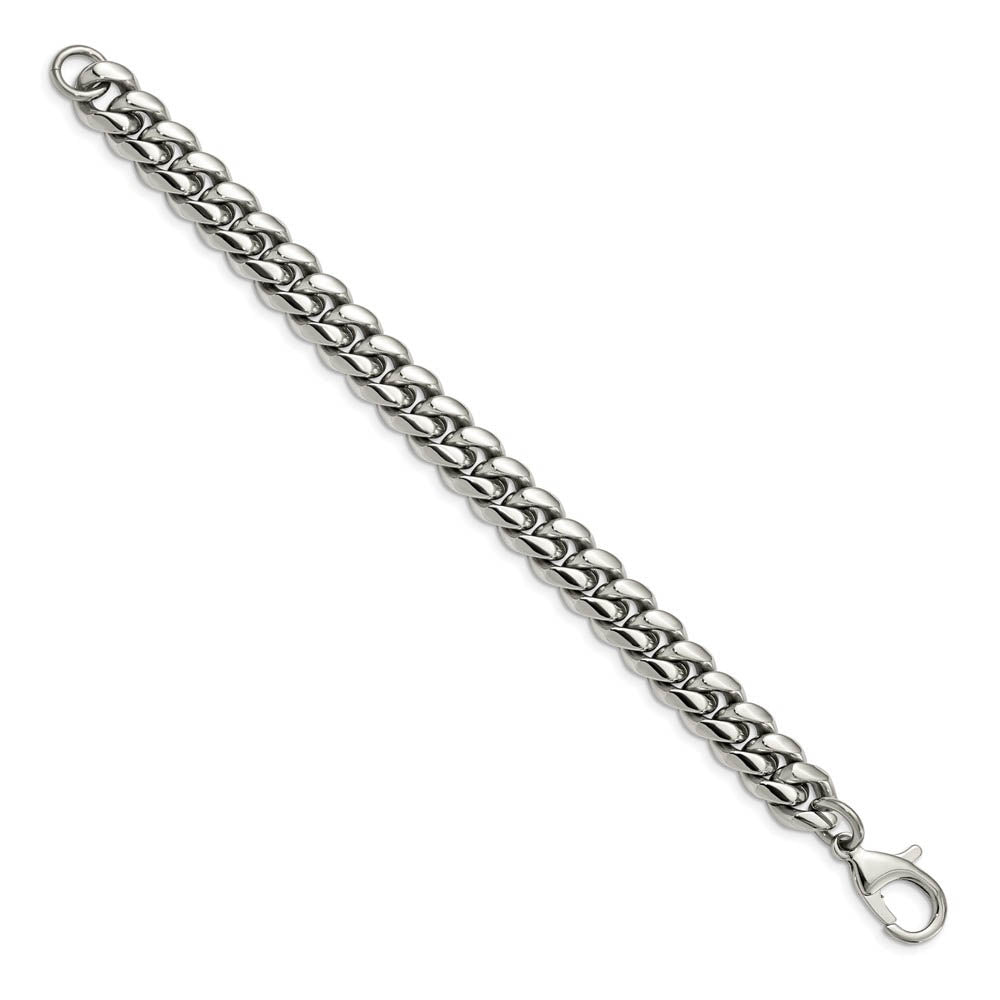 Alternate view of the Men's 12mm Stainless Steel Polished Curb Chain Bracelet, 8.5 Inch by The Black Bow Jewelry Co.