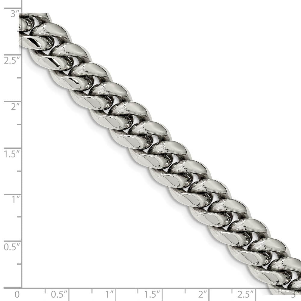 Alternate view of the Men's 12mm Stainless Steel Polished Curb Chain Bracelet, 8.5 Inch by The Black Bow Jewelry Co.