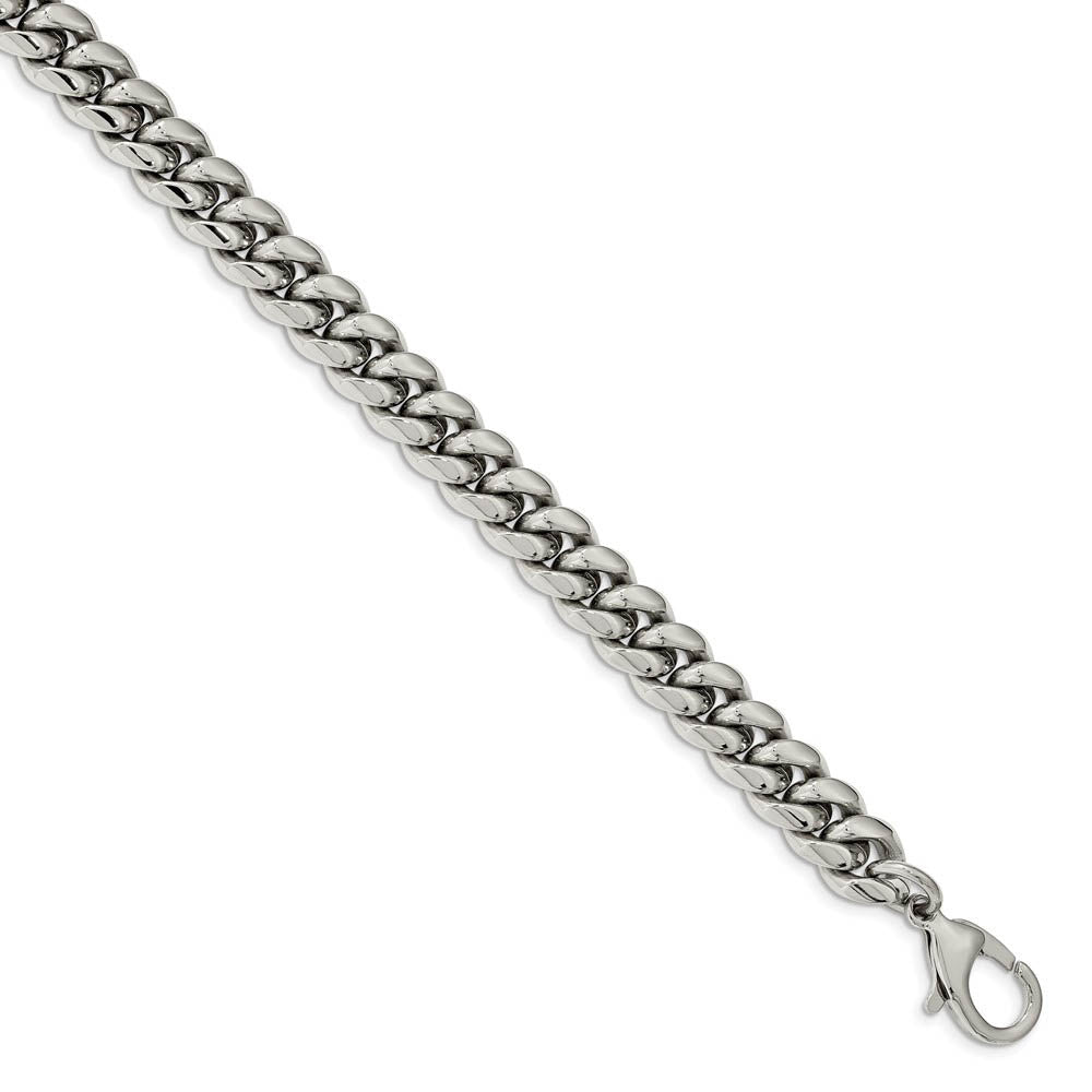 Alternate view of the Men's 12mm Stainless Steel Polished Curb Chain Necklace, 24 Inch by The Black Bow Jewelry Co.