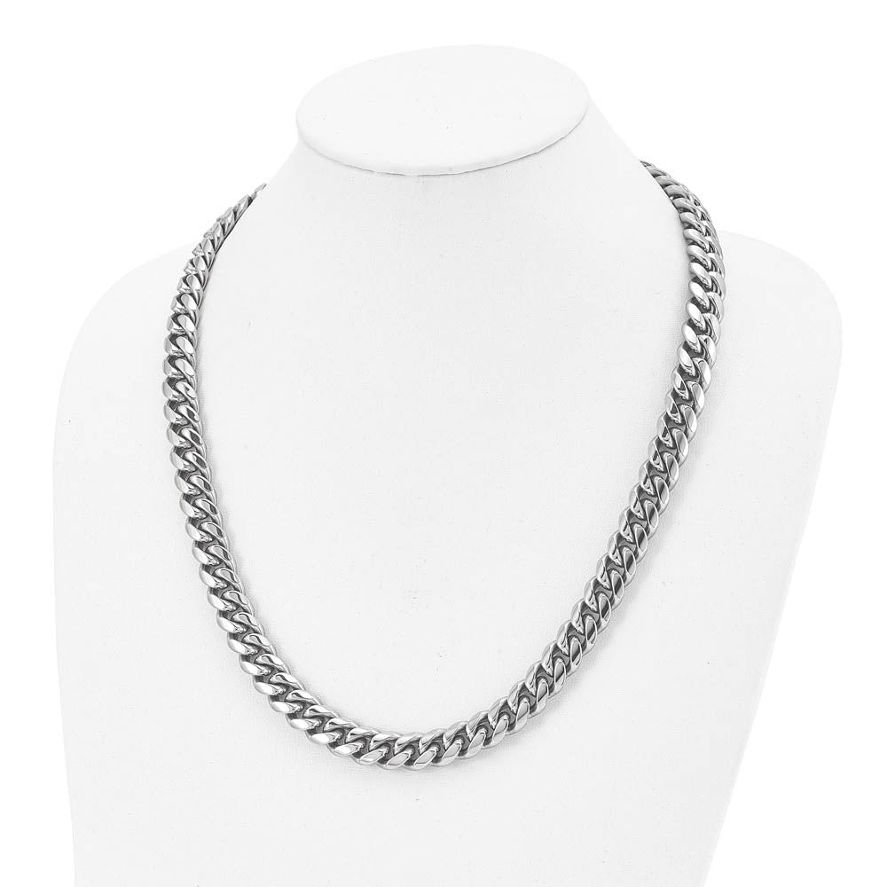 Alternate view of the Men's 12mm Stainless Steel Polished Curb Chain Necklace, 24 Inch by The Black Bow Jewelry Co.