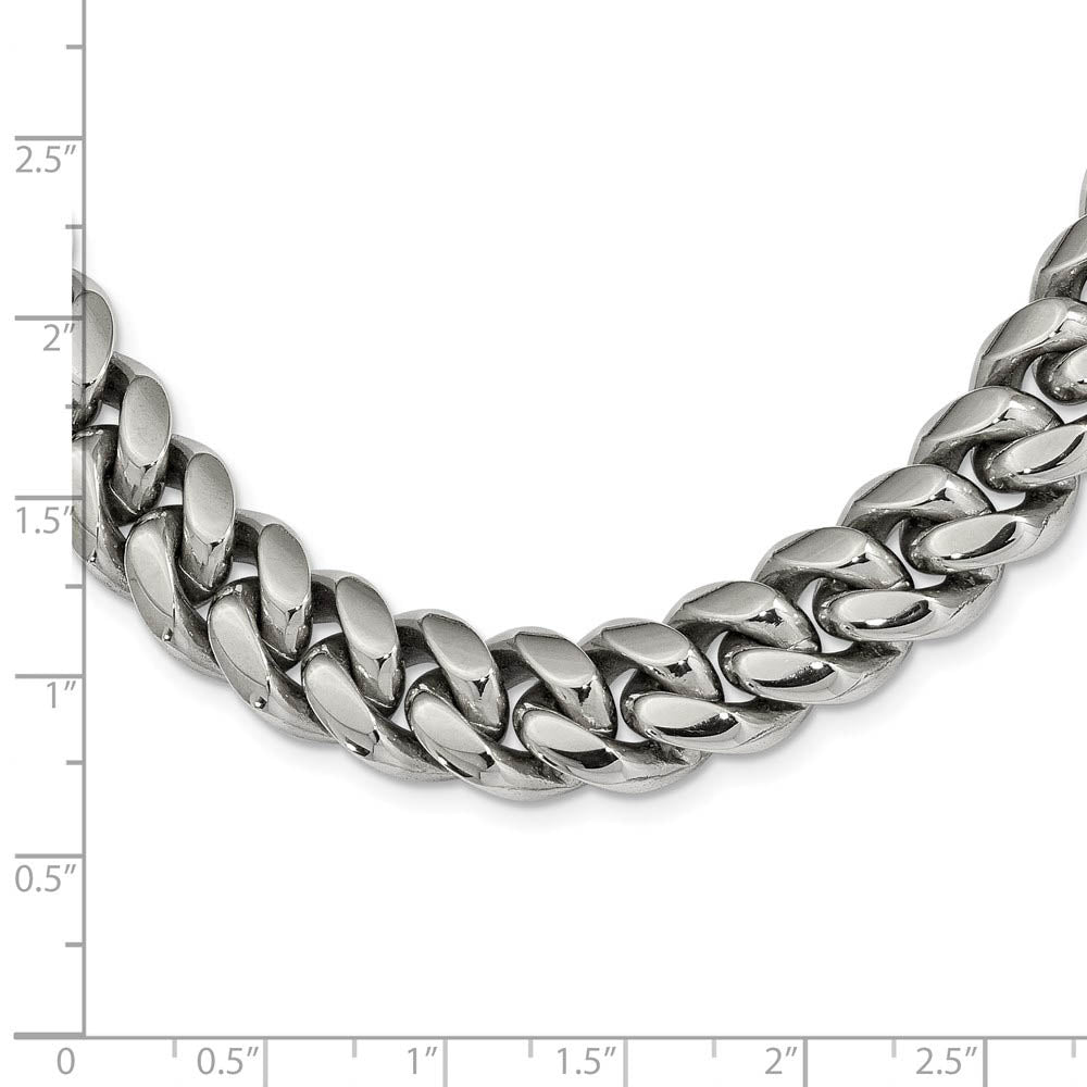 Alternate view of the Men's 12mm Stainless Steel Polished Curb Chain Necklace, 24 Inch by The Black Bow Jewelry Co.