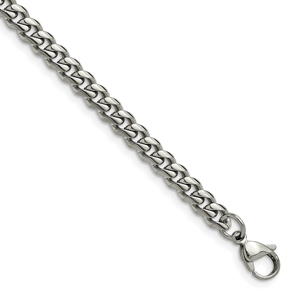 6mm Stainless Steel Polished Curb Chain Bracelet, 8.25 Inch, Item C10812-0825 by The Black Bow Jewelry Co.