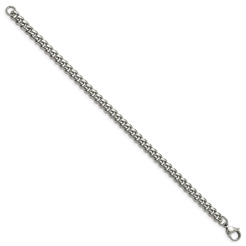 Alternate view of the 6mm Stainless Steel Polished Curb Chain Bracelet, 8.25 Inch by The Black Bow Jewelry Co.