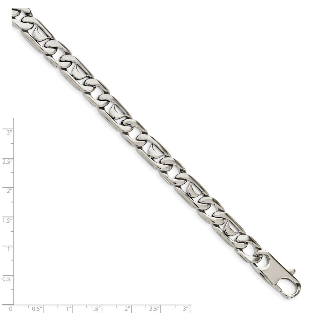Alternate view of the Men's 9mm Stainless Steel Fancy Curb Chain Bracelet, 8.5 Inch by The Black Bow Jewelry Co.