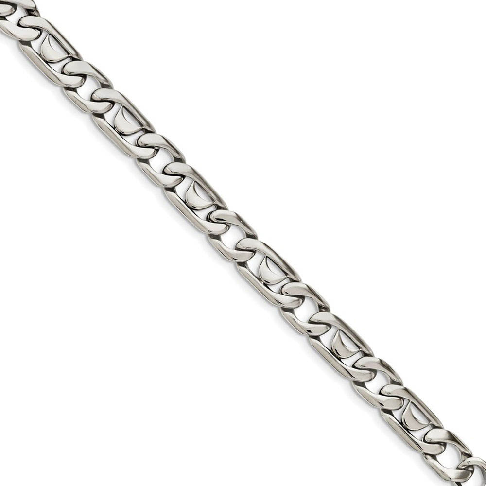 Men's 9mm Stainless Steel Fancy Curb Chain Necklace, 24 Inch, Item C10813-24 by The Black Bow Jewelry Co.