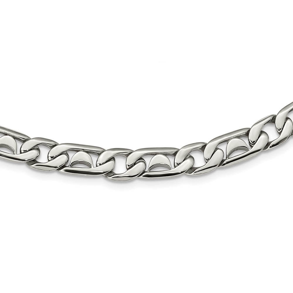 Alternate view of the Men's 9mm Stainless Steel Fancy Curb Chain Necklace, 24 Inch by The Black Bow Jewelry Co.