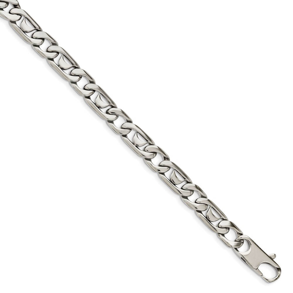 Alternate view of the Men's 9mm Stainless Steel Fancy Curb Chain Necklace, 24 Inch by The Black Bow Jewelry Co.