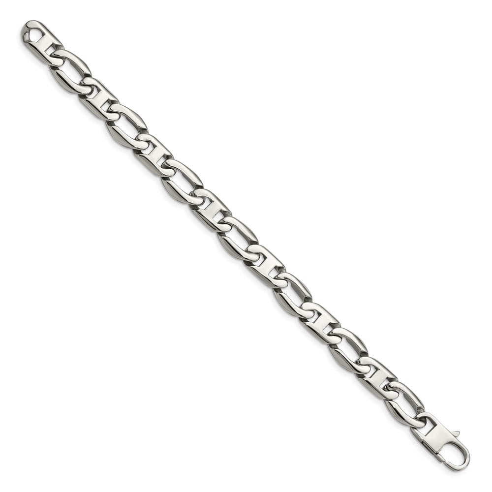 Alternate view of the Men's 12mm Stainless Steel Fancy Anchor Chain Bracelet, 8.5 Inch by The Black Bow Jewelry Co.