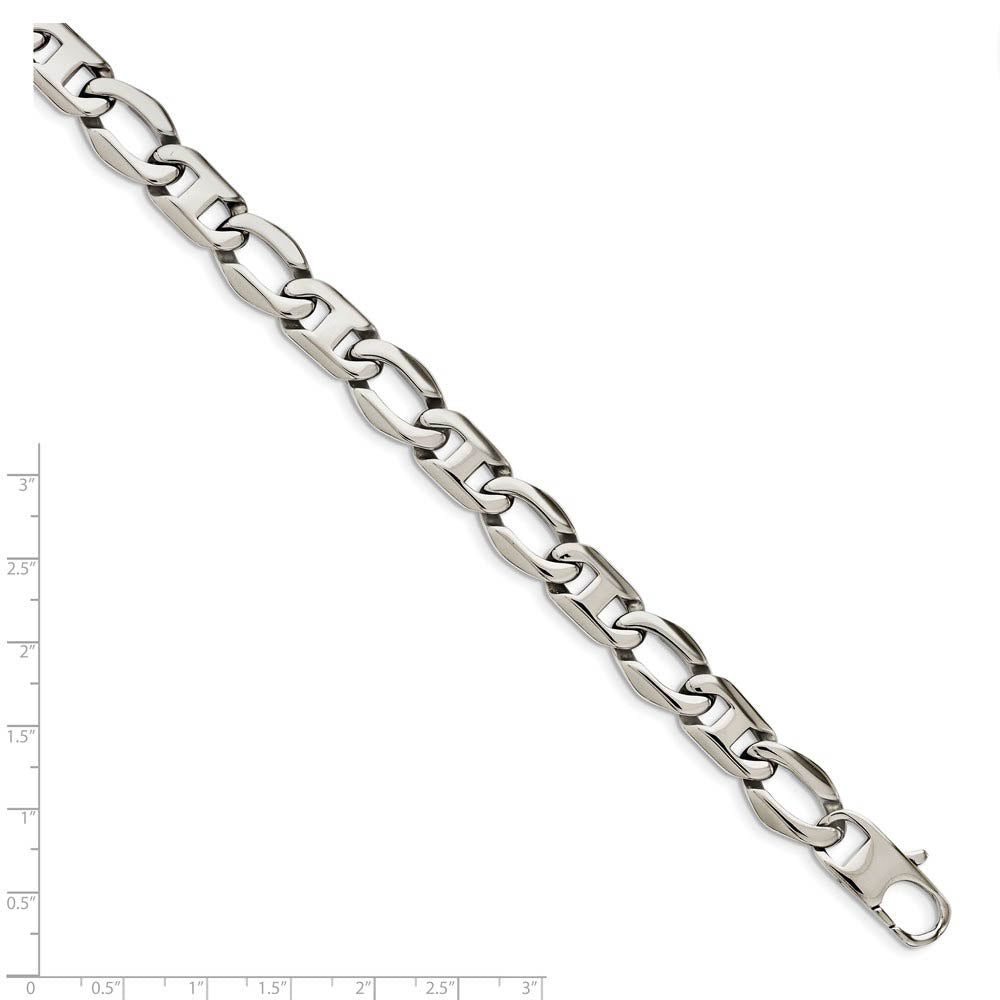 Alternate view of the Men's 12mm Stainless Steel Fancy Anchor Chain Bracelet, 8.5 Inch by The Black Bow Jewelry Co.