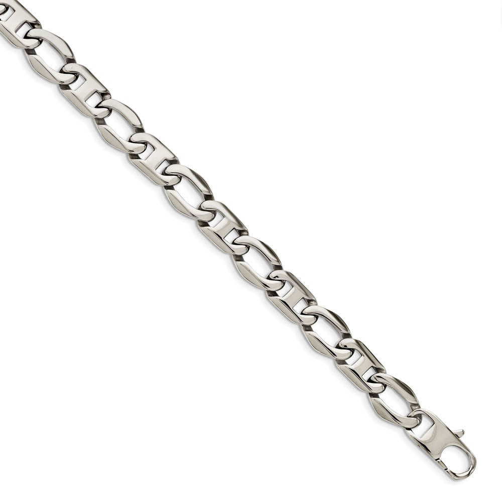 Alternate view of the Men's 12mm Stainless Steel Fancy Anchor Chain Necklace, 24 Inch by The Black Bow Jewelry Co.