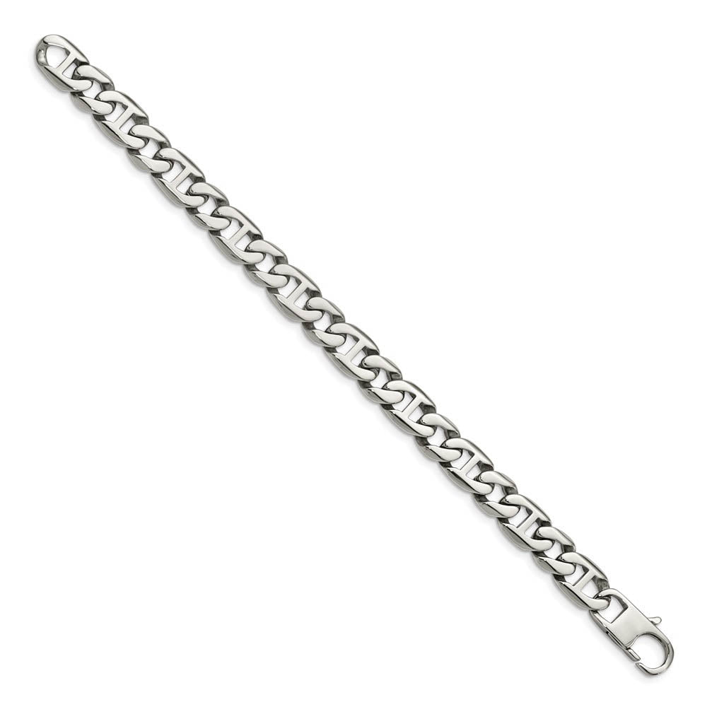 Alternate view of the Men's 9mm Stainless Steel Fancy Anchor Chain Bracelet, 8.25 Inch by The Black Bow Jewelry Co.
