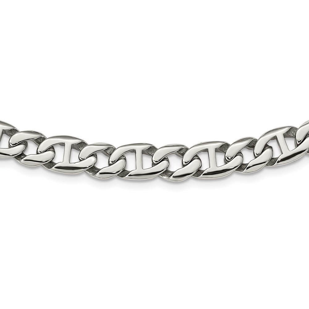 Alternate view of the Men's 9mm Stainless Steel Fancy Anchor Chain Necklace, 24 Inch by The Black Bow Jewelry Co.