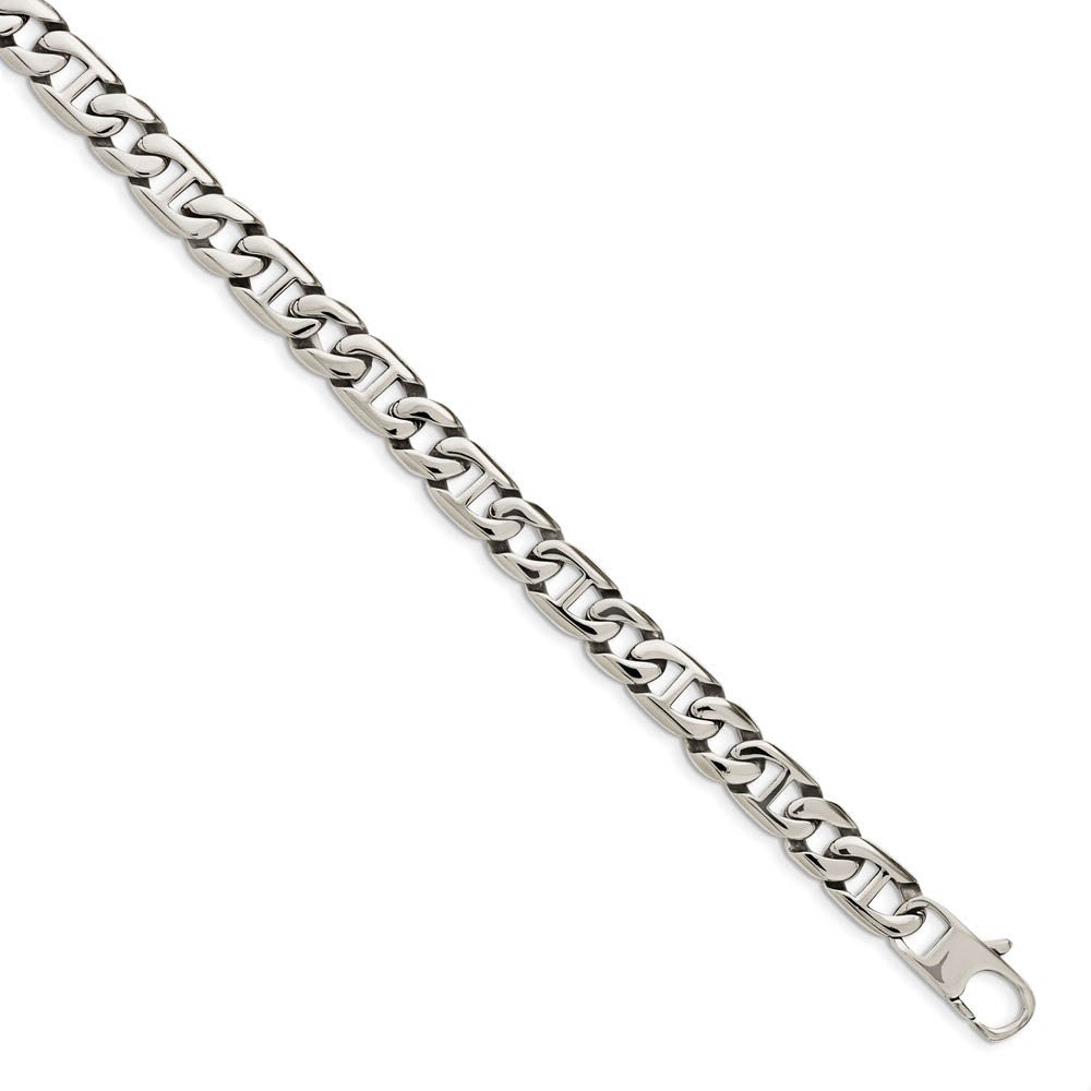 Alternate view of the Men's 9mm Stainless Steel Fancy Anchor Chain Necklace, 24 Inch by The Black Bow Jewelry Co.