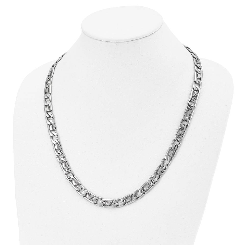 Alternate view of the Men's 9mm Stainless Steel Fancy Anchor Chain Necklace, 24 Inch by The Black Bow Jewelry Co.
