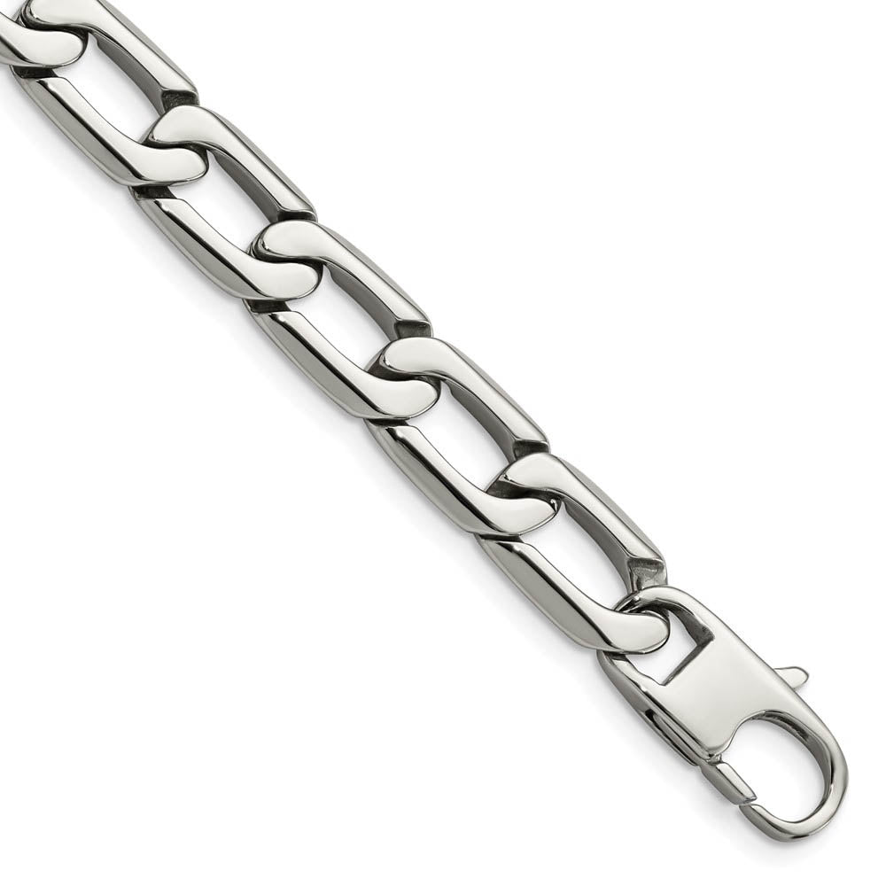 Men's 11mm Stainless Steel Open Oval Curb Chain Bracelet, 8.5 Inch, Item C10816-085 by The Black Bow Jewelry Co.