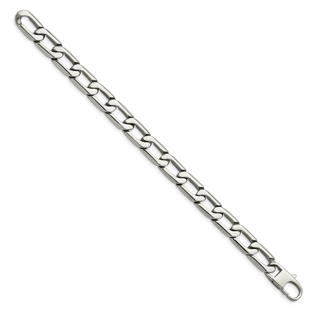 Alternate view of the Men's 11mm Stainless Steel Open Oval Curb Chain Bracelet, 8.5 Inch by The Black Bow Jewelry Co.