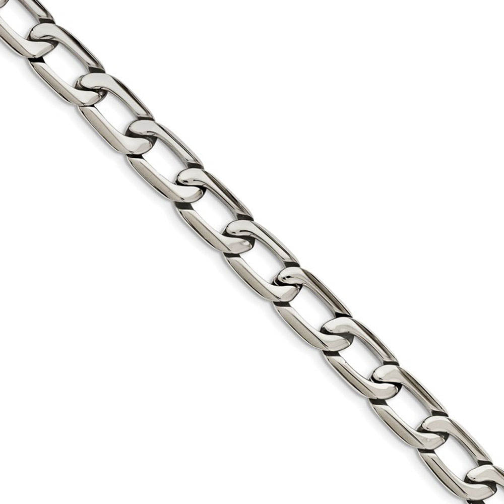 Men's 11mm Stainless Steel Open Oval Curb Chain Necklace, 24 Inch, Item C10816-24 by The Black Bow Jewelry Co.