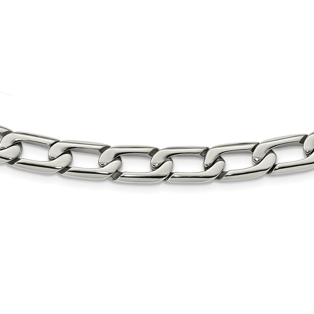 Alternate view of the Men's 11mm Stainless Steel Open Oval Curb Chain Necklace, 24 Inch by The Black Bow Jewelry Co.