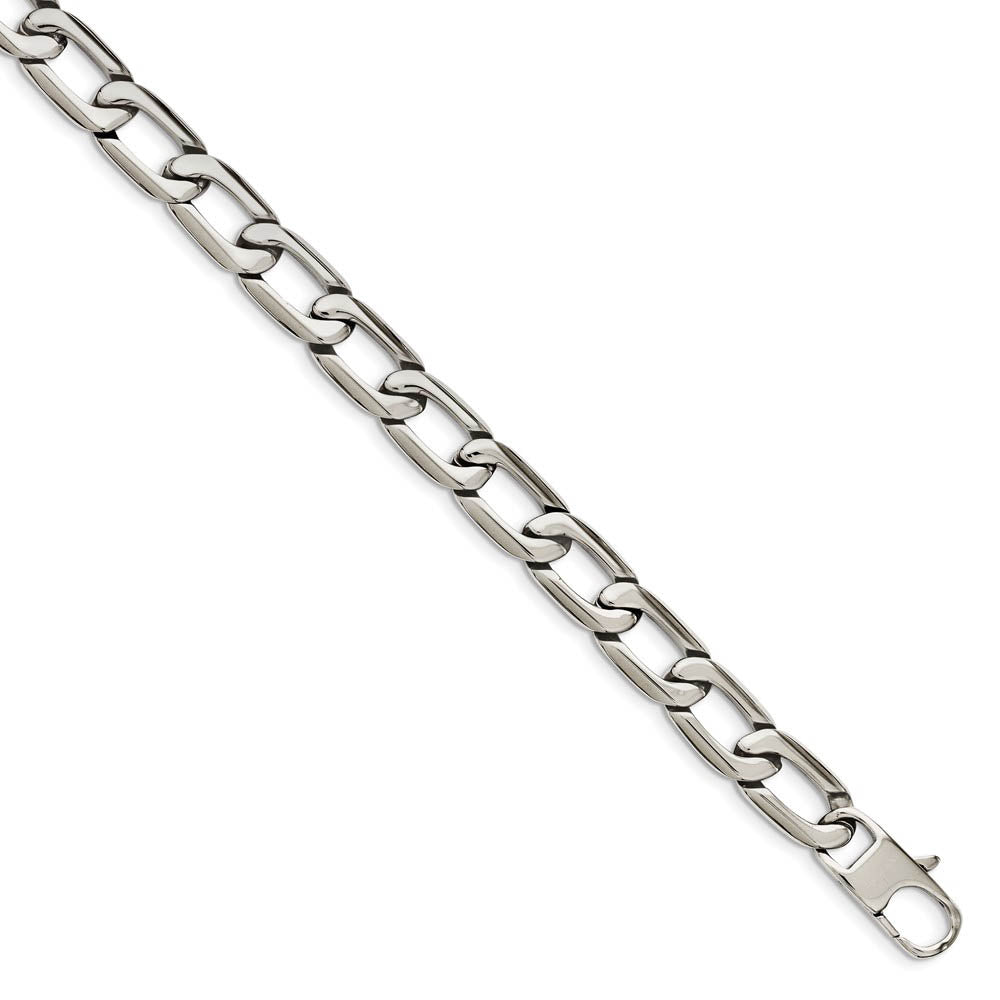 Alternate view of the Men's 11mm Stainless Steel Open Oval Curb Chain Necklace, 24 Inch by The Black Bow Jewelry Co.