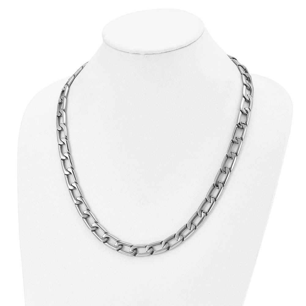 Alternate view of the Men's 11mm Stainless Steel Open Oval Curb Chain Necklace, 24 Inch by The Black Bow Jewelry Co.