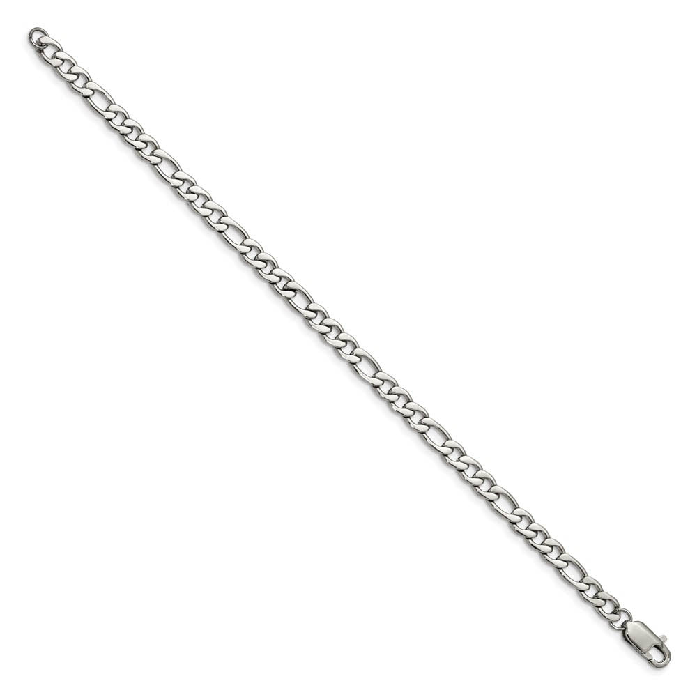 Alternate view of the Men's 6mm Stainless Steel Polished Figaro Chain Bracelet, 9 Inch by The Black Bow Jewelry Co.
