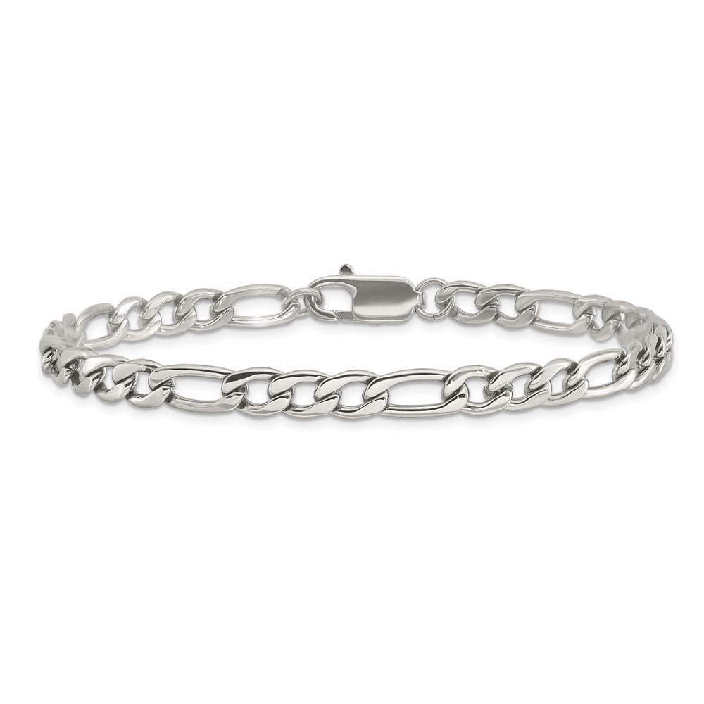 Alternate view of the Men's 6mm Stainless Steel Polished Figaro Chain Bracelet, 9 Inch by The Black Bow Jewelry Co.
