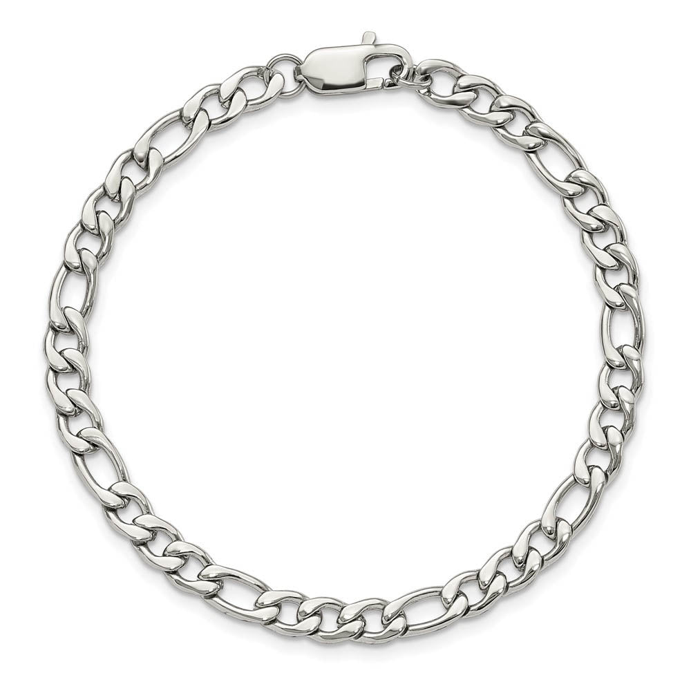 Alternate view of the Men's 6mm Stainless Steel Polished Figaro Chain Bracelet, 9 Inch by The Black Bow Jewelry Co.