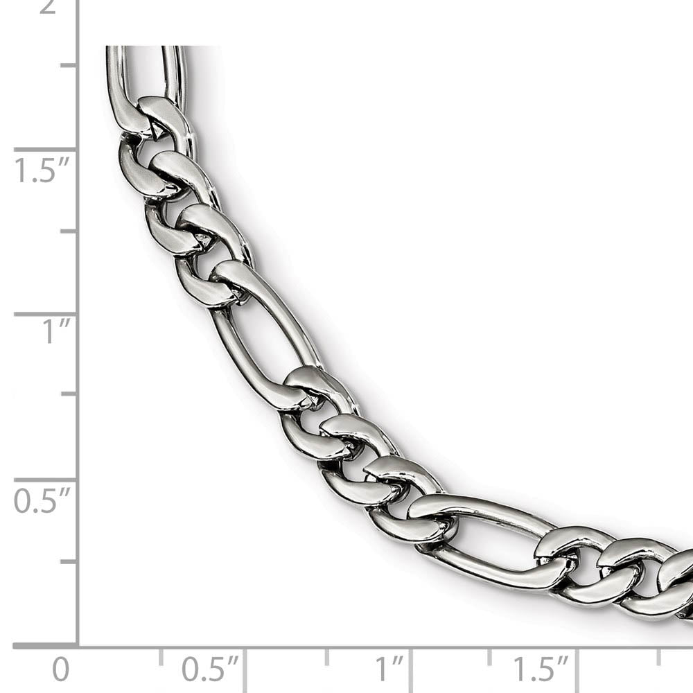 Alternate view of the Men's 6mm Stainless Steel Polished Figaro Chain Bracelet, 9 Inch by The Black Bow Jewelry Co.