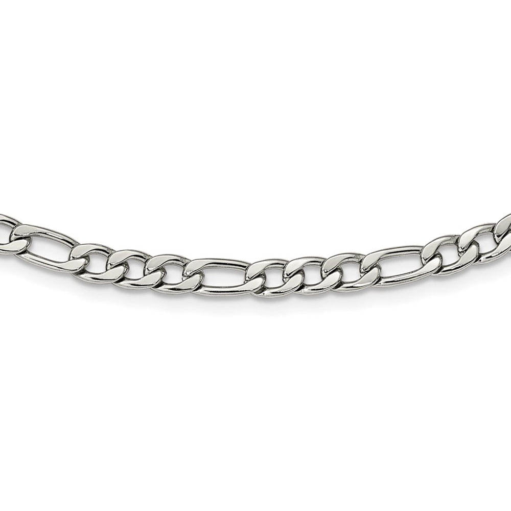 Alternate view of the 6mm Stainless Steel Polished Figaro Chain Necklace, 24 Inch by The Black Bow Jewelry Co.