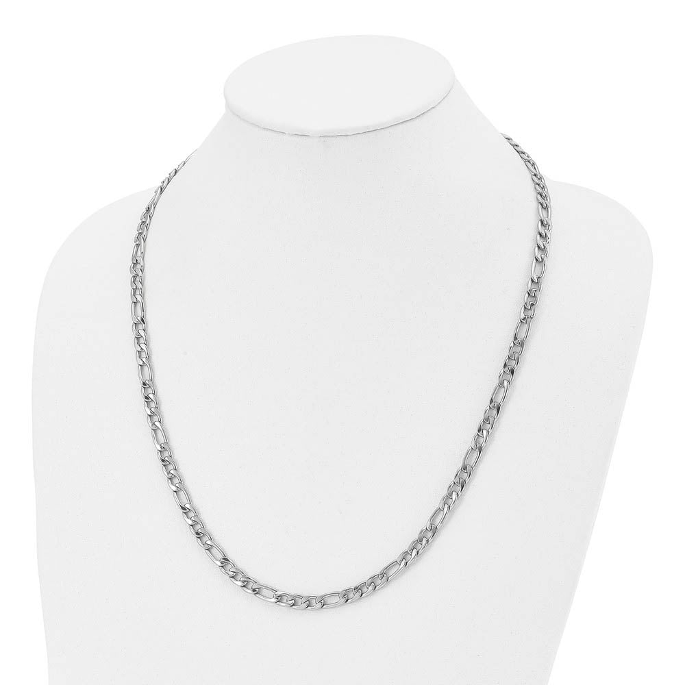 Alternate view of the 6mm Stainless Steel Polished Figaro Chain Necklace, 24 Inch by The Black Bow Jewelry Co.