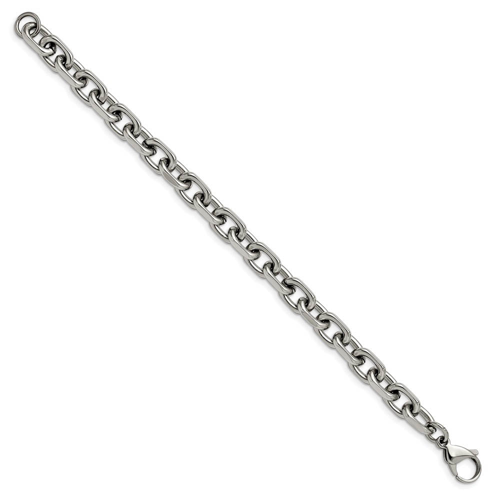 Alternate view of the Men's 8.5mm Stainless Steel Oval Cable Chain Bracelet, 8.75 Inch by The Black Bow Jewelry Co.