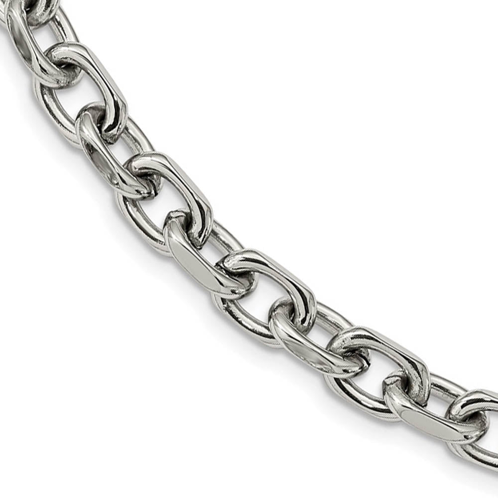 Men's 8.5mm Stainless Steel Oval Cable Chain Necklace, 24 Inch, Item C10819-24 by The Black Bow Jewelry Co.