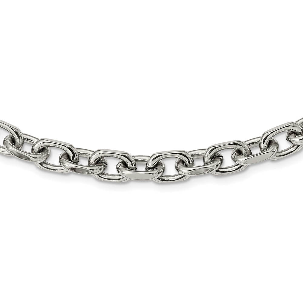 Alternate view of the Men's 8.5mm Stainless Steel Oval Cable Chain Necklace, 24 Inch by The Black Bow Jewelry Co.