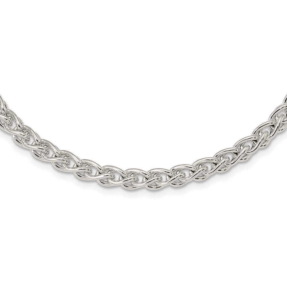 Alternate view of the 5.75mm Sterling Silver Polished Hollow Spiga Chain Necklace, 18 Inch by The Black Bow Jewelry Co.