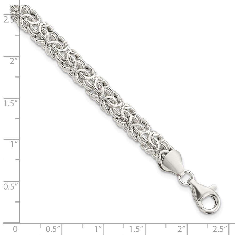 Alternate view of the 6.5mm Sterling Silver Hollow Byzantine Chain Bracelet, 7.5 Inch by The Black Bow Jewelry Co.