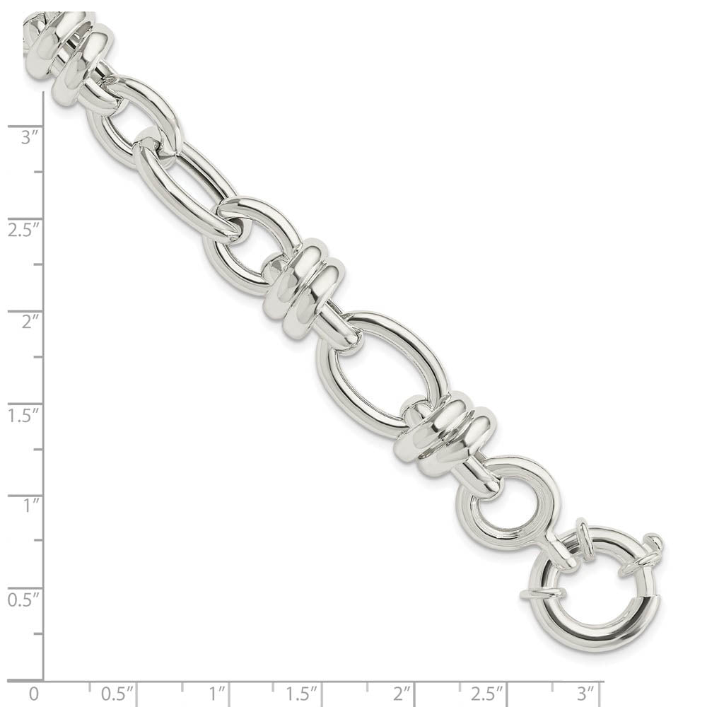 Alternate view of the 13.5mm Sterling Silver Hollow Fancy Link Chain Bracelet, 8.5 Inch by The Black Bow Jewelry Co.
