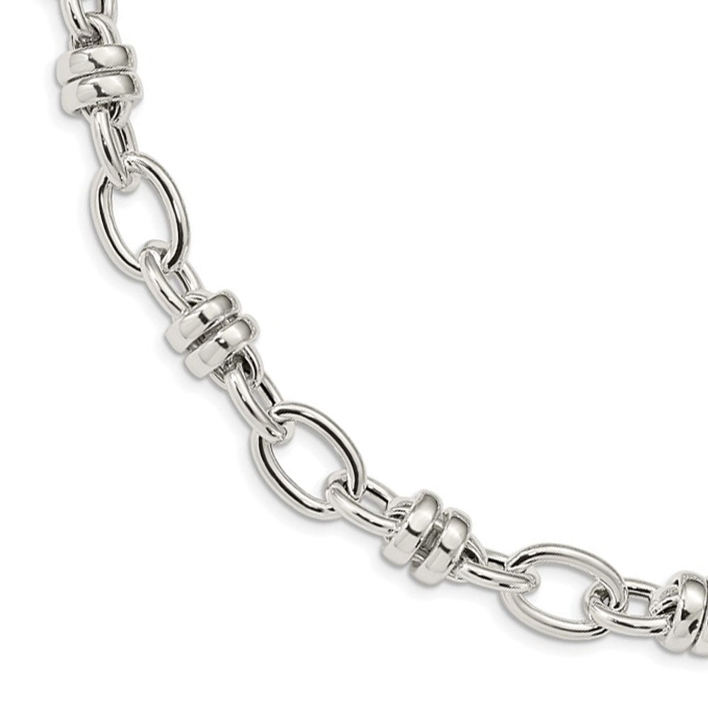 13.5mm Sterling Silver Hollow Fancy Link Chain Necklace, 19 Inch, Item C10823-19 by The Black Bow Jewelry Co.