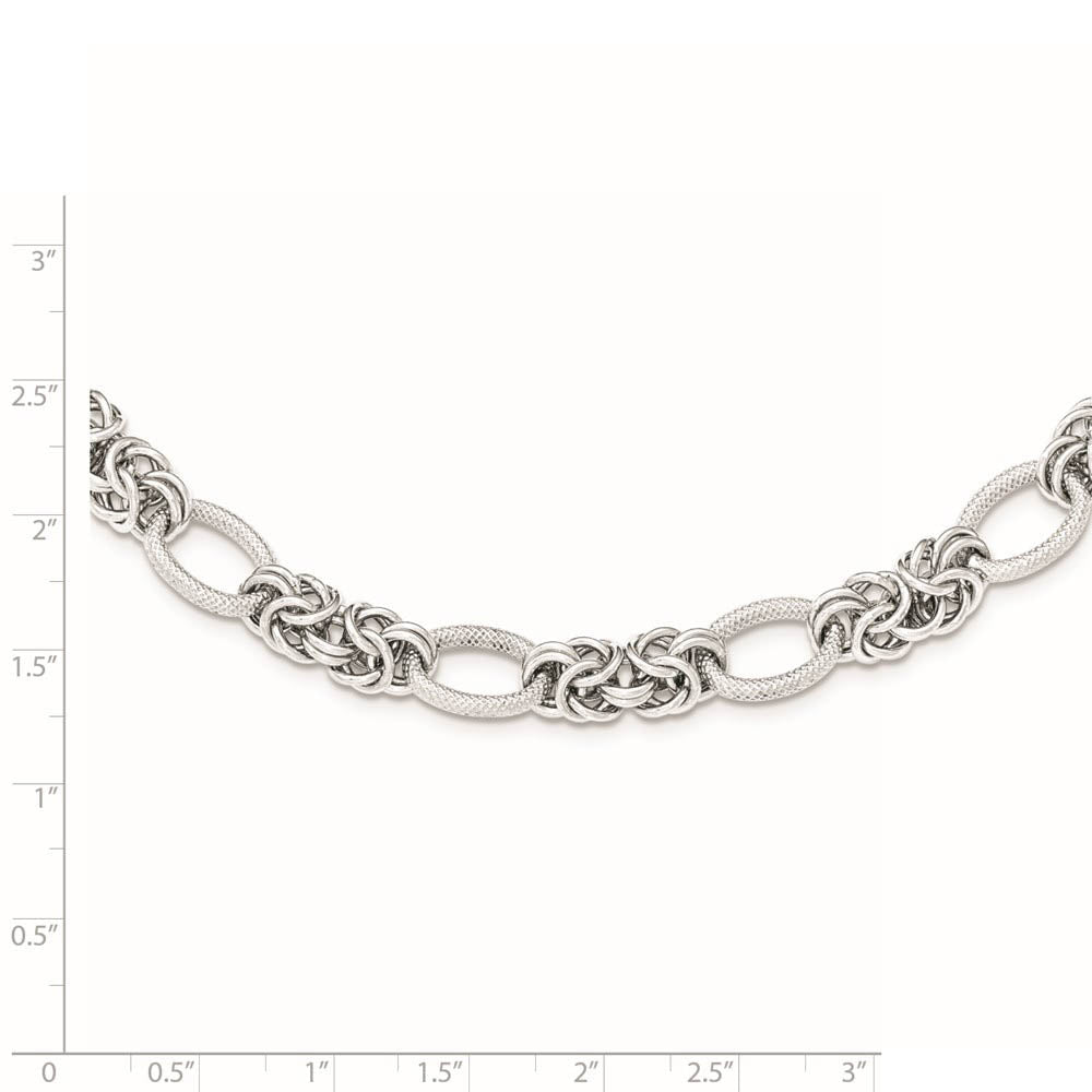 Alternate view of the 10mm Rhodium Plated Sterling Silver Solid Fancy Chain Necklace, 18 In by The Black Bow Jewelry Co.