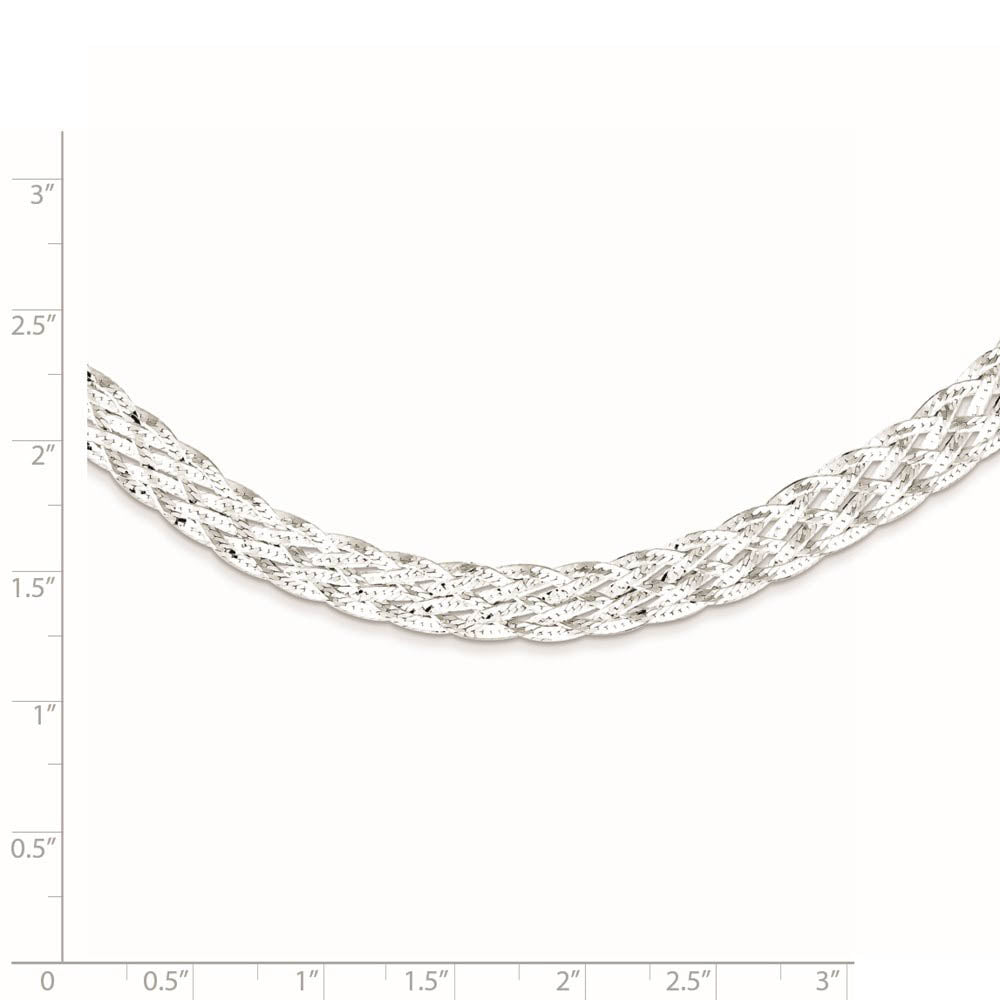 Alternate view of the 6.75mm Sterling Silver Fancy Braided Herringbone Chain Necklace, 18 In by The Black Bow Jewelry Co.