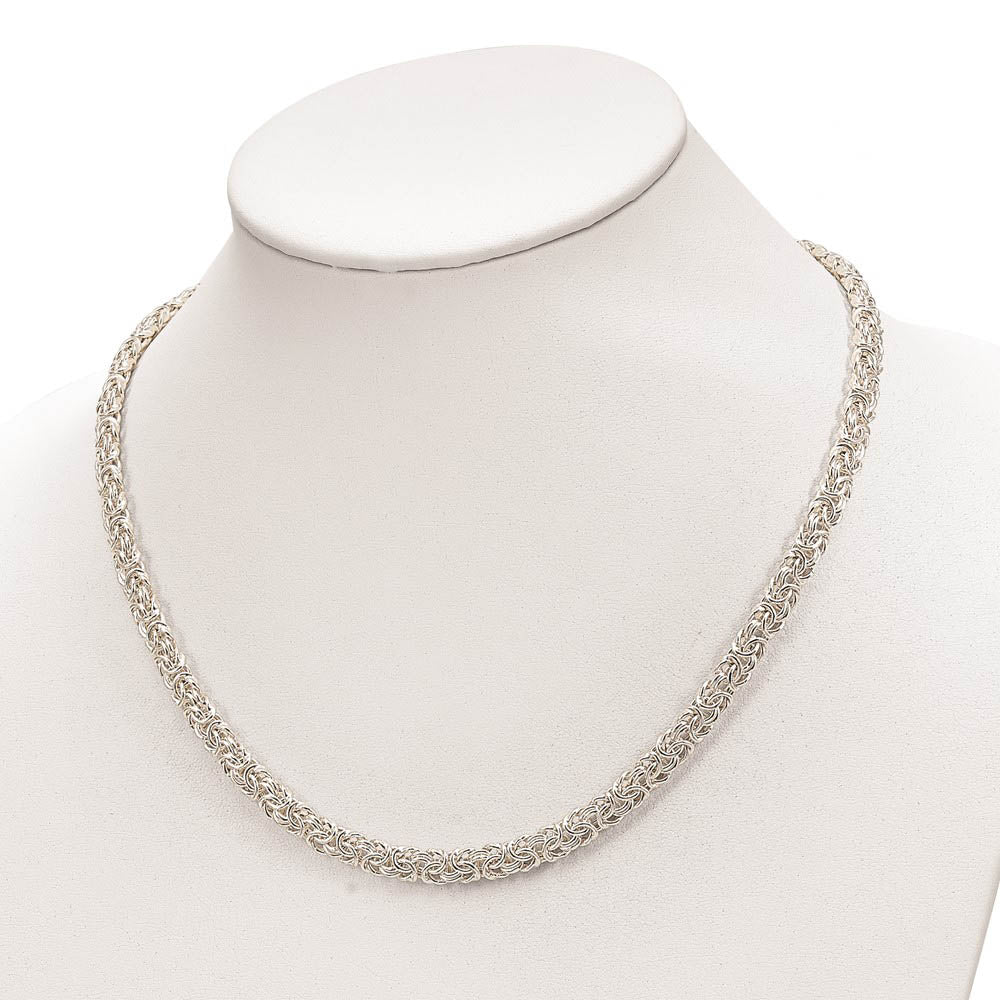 Alternate view of the 6.5mm Sterling Silver Hollow Byzantine Chain Necklace, 20 Inch by The Black Bow Jewelry Co.