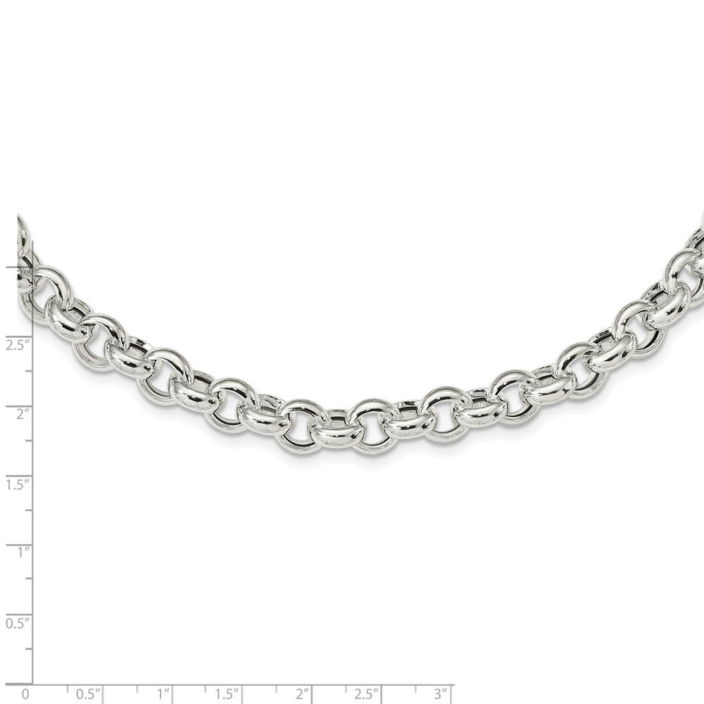 Alternate view of the 10mm Sterling Silver Hollow Rolo Chain Necklace, 24 Inch by The Black Bow Jewelry Co.