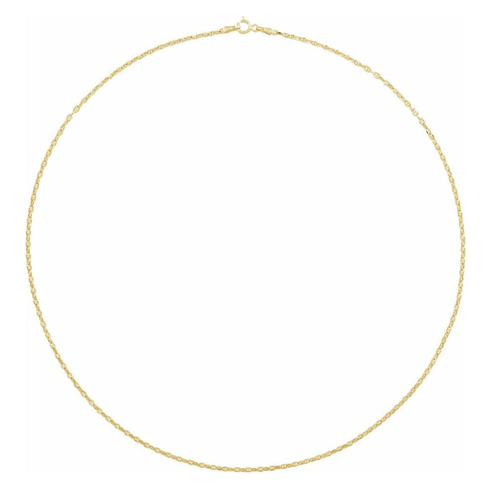 Alternate view of the 1.8mm 14K Yellow Gold Hollow Diamond Cut Anchor Chain Necklace by The Black Bow Jewelry Co.