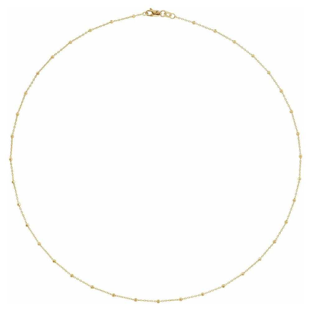 Alternate view of the 1.7mm 14K Yellow Gold Beaded Cable Chain Necklace by The Black Bow Jewelry Co.